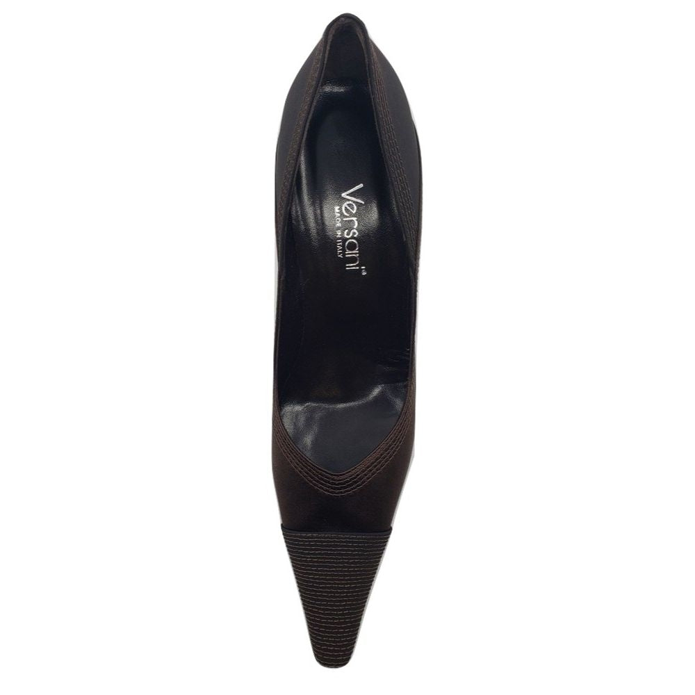 1087 Crepe Raso Brown Satin Versani Pumps