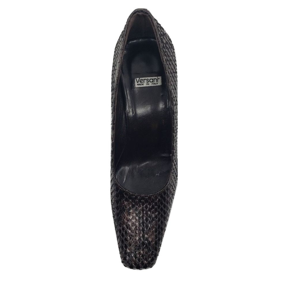 168 Black Python Leather Versani Pumps