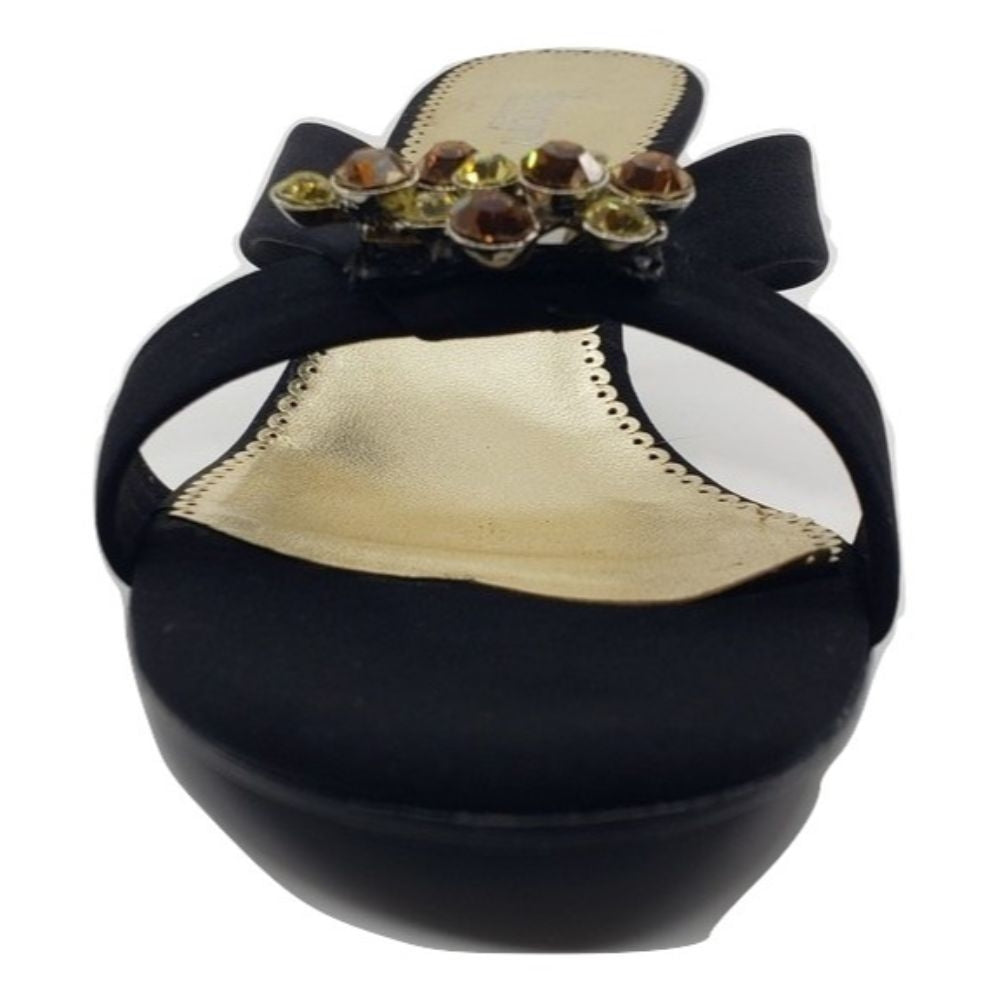 1333 Crepe Raso Black Fabric Jewel Versani Sandals