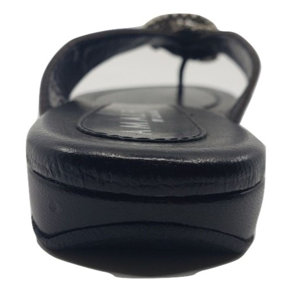 Igi Black Leather Amalfi Flat Sandals