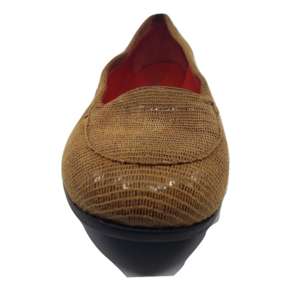 Miss Rust Lizard Embossed Leather Amalfi Loafer Flats