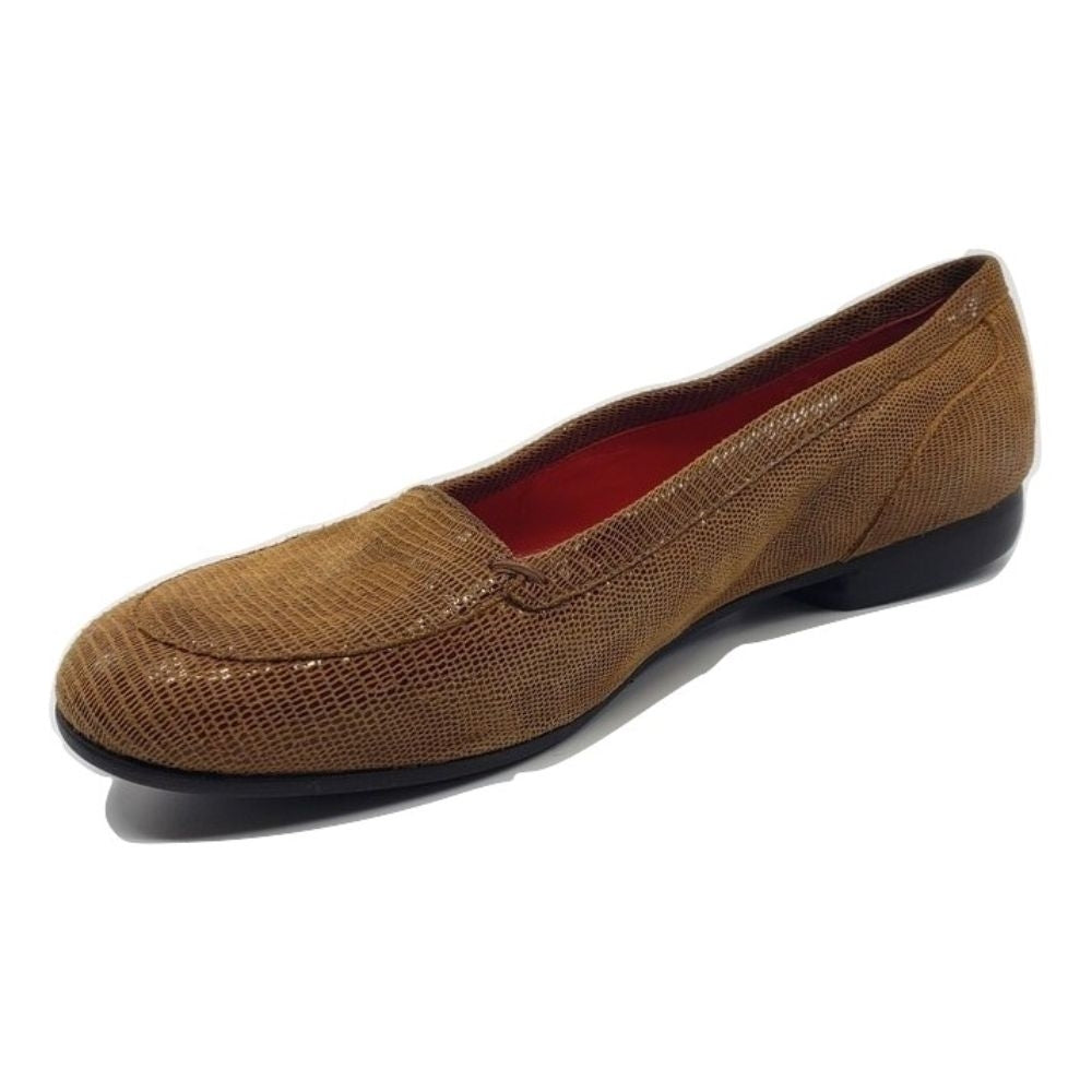 Miss Rust Lizard Embossed Leather Amalfi Loafer Flats