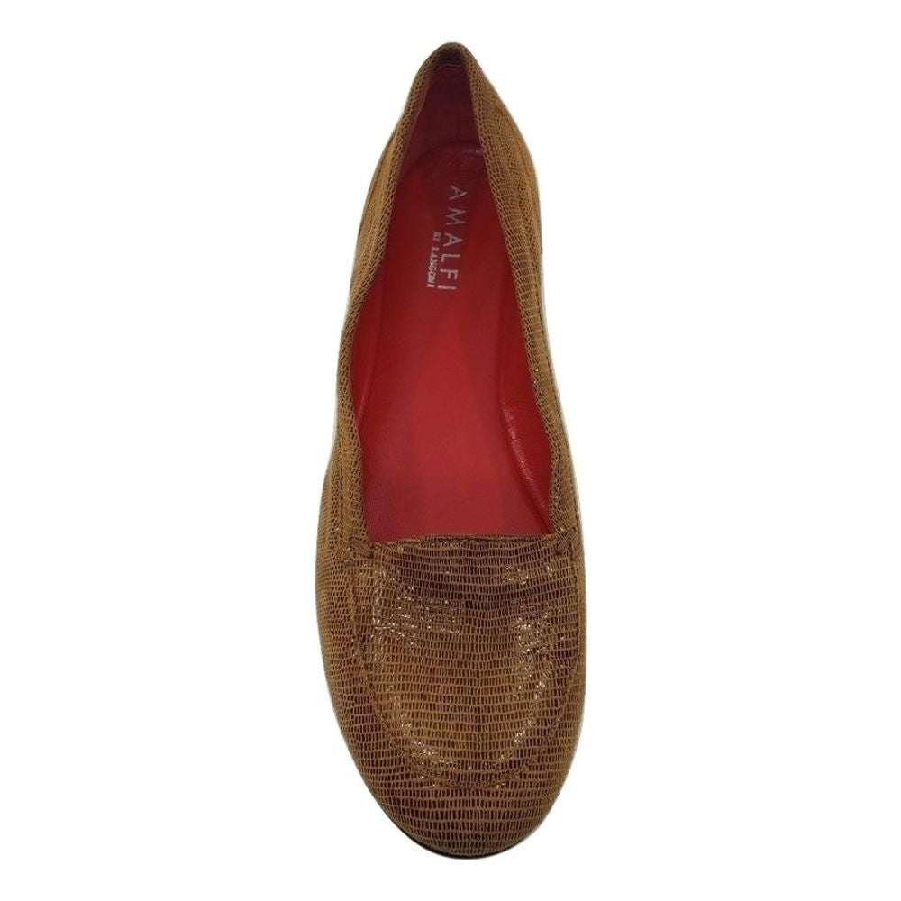 Miss Rust Lizard Embossed Leather Amalfi Loafer Flats