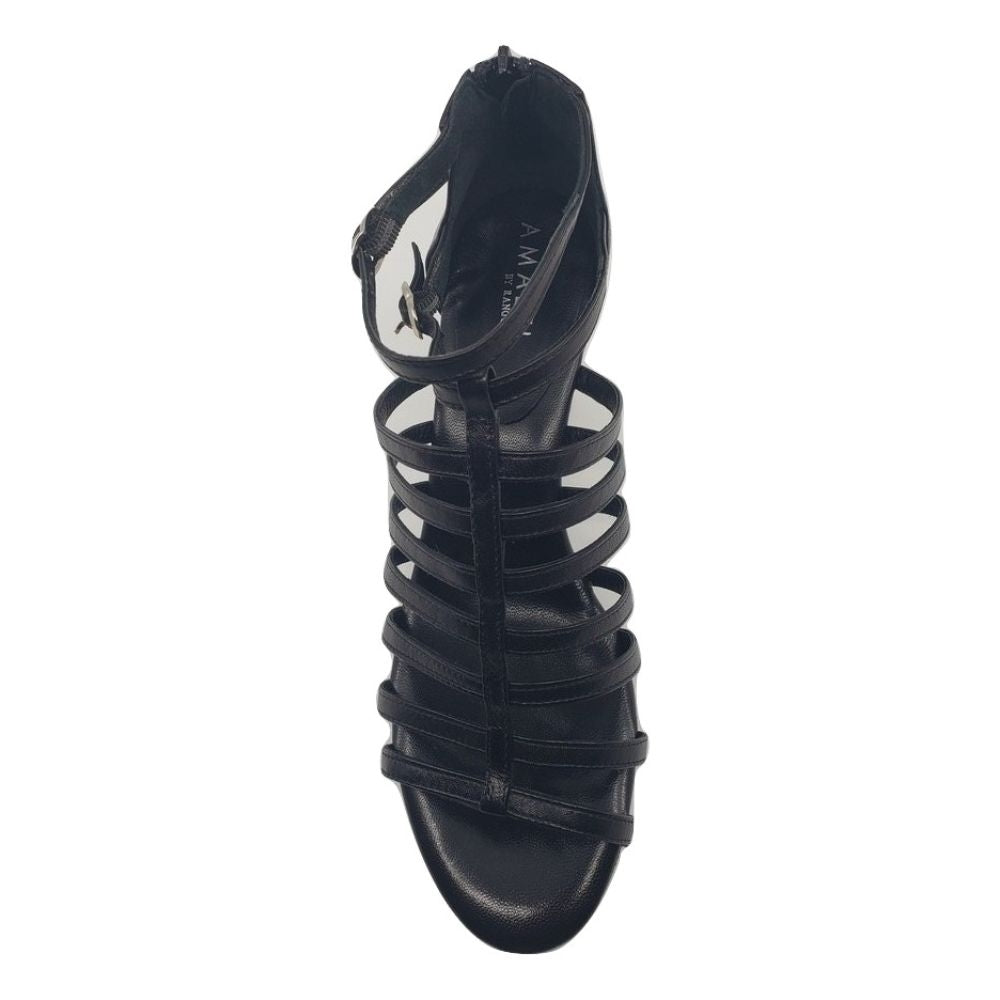 Deremia Black Leather Amalfi Wedge Sandal
