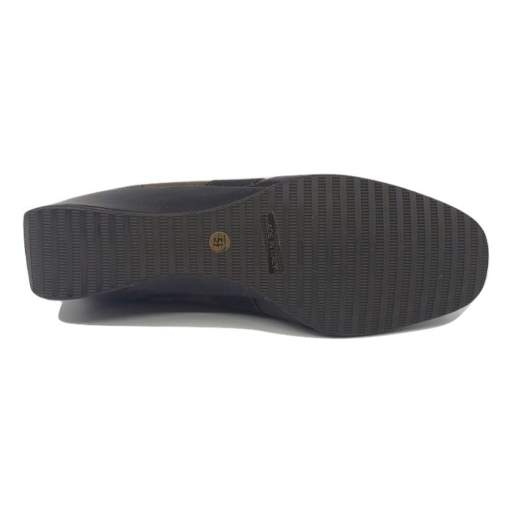 Amalfi Brown Fabric and Patent Leather Sneaker Platform Flat