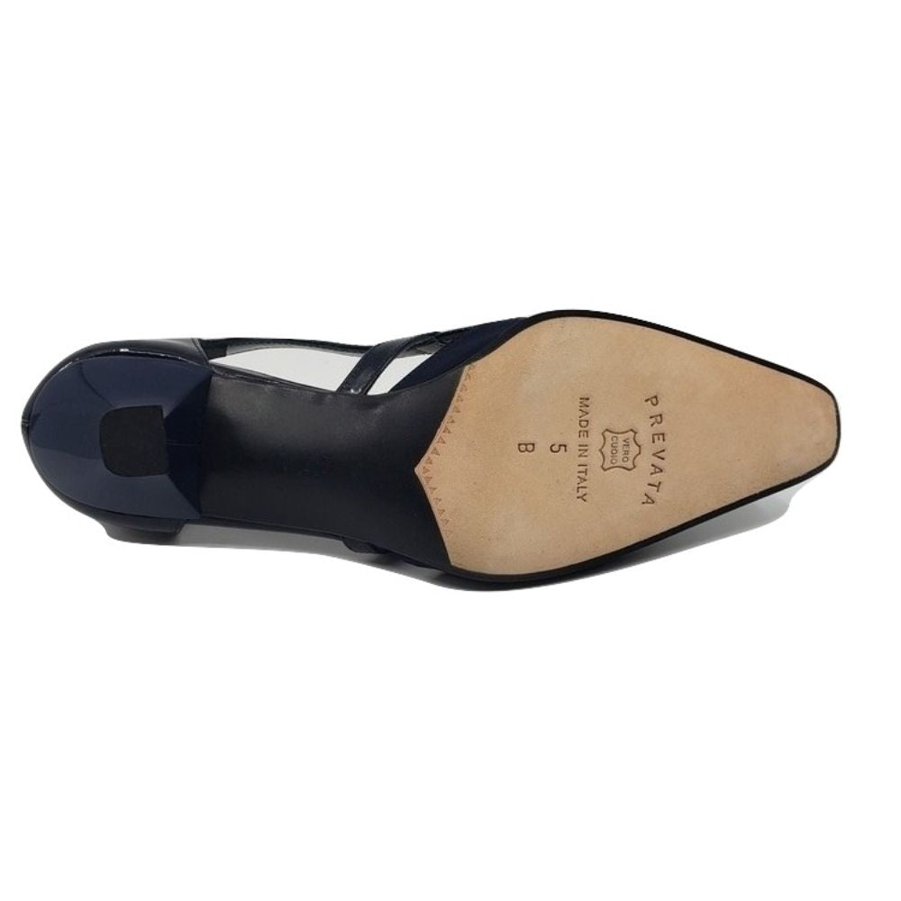 Dolphin Navy Patent and Fabric Prevata Pumps