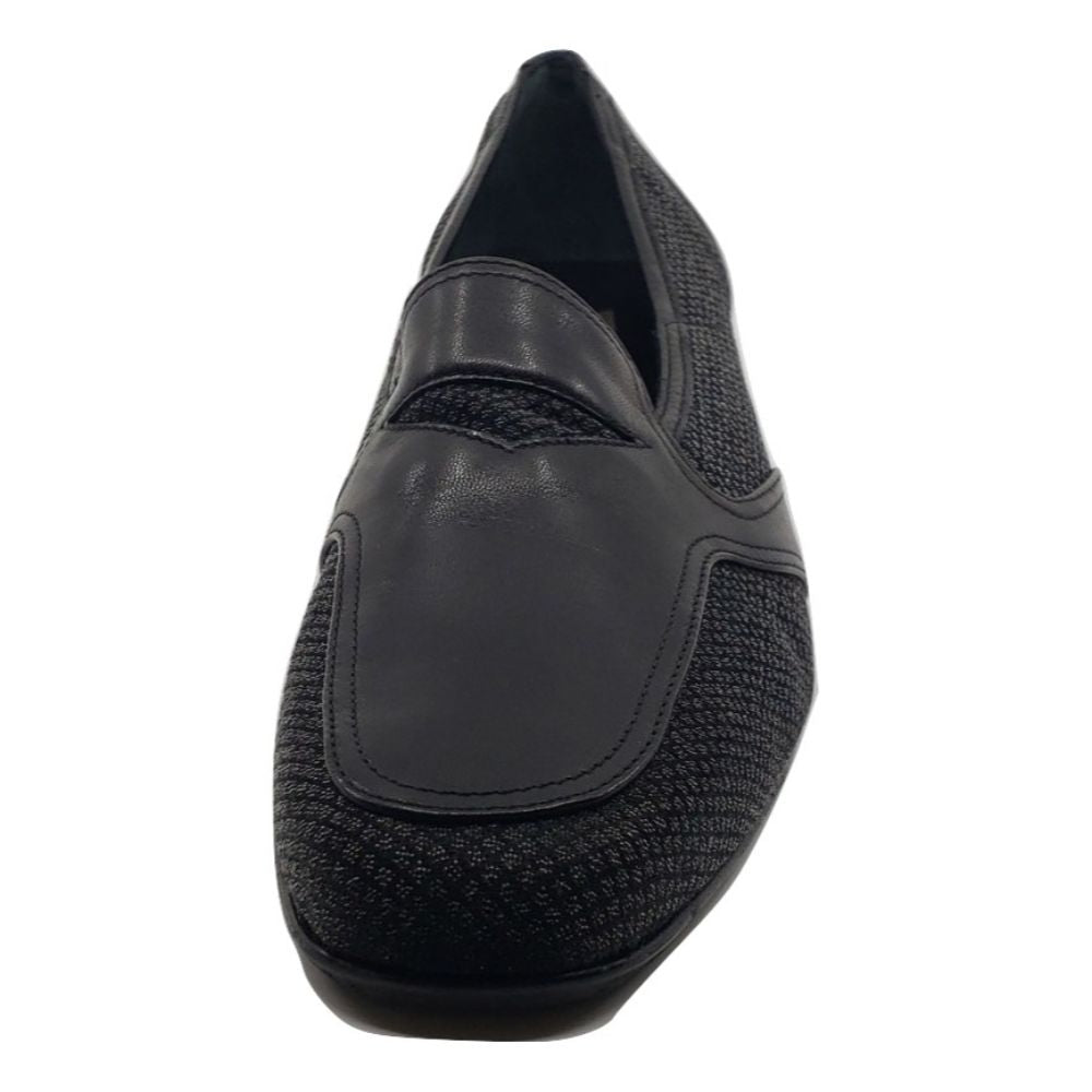 Navy Black Fabric and Leather Prevata Wedge Pumps