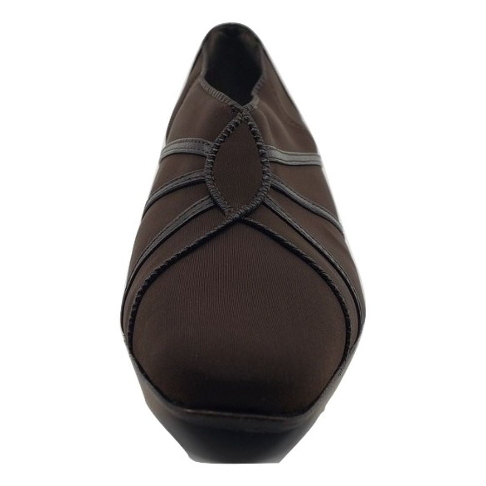 Tender Chocolate Fabric and Leather Prevata Pumps