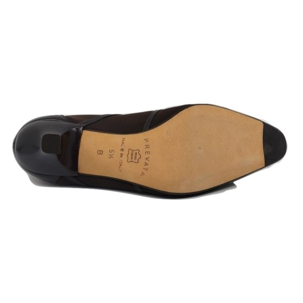 Tender Chocolate Fabric and Leather Prevata Pumps