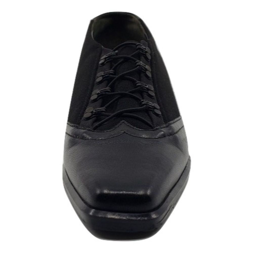 Merino Black Leather and Fabric Prevata Pumps