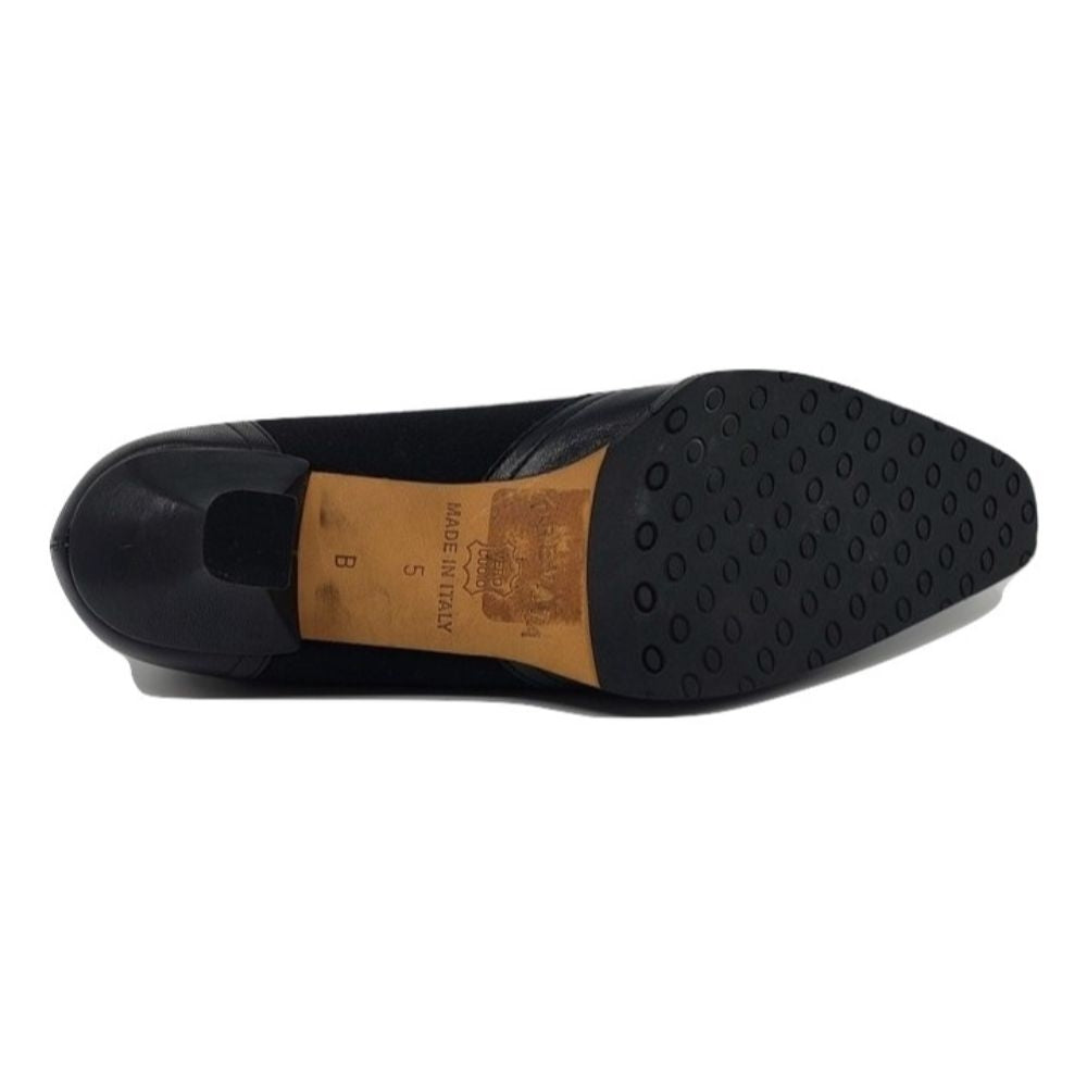 Merino Black Leather and Fabric Prevata Pumps