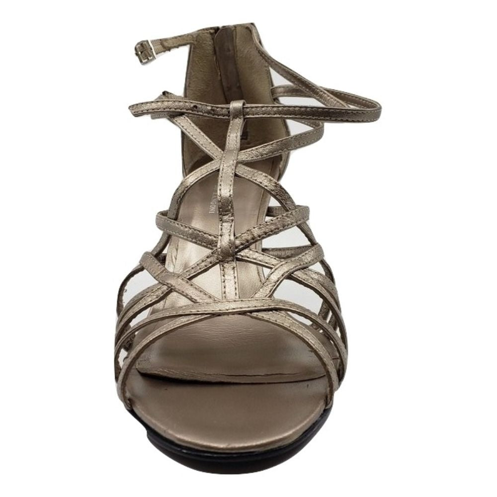 Amalfi Platino Gold Leather Strappy Sandals