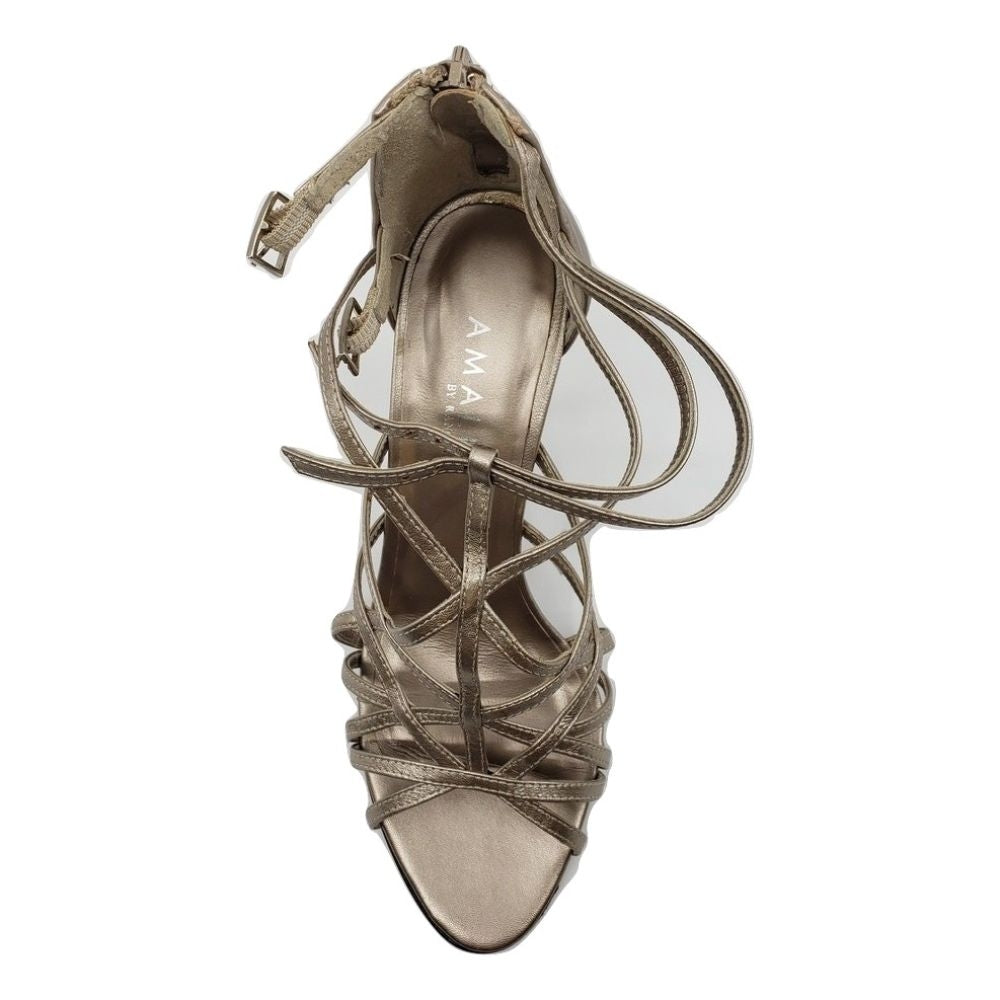 Amalfi Platino Gold Leather Strappy Sandals