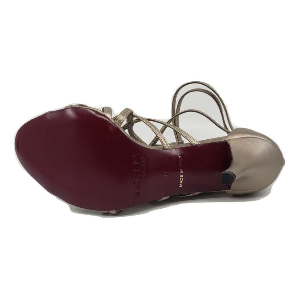 Amalfi Platino Gold Leather Strappy Sandals