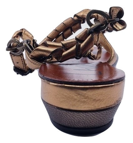 Lanvin Spring 2012 Flat copper Chain Strap Sandals