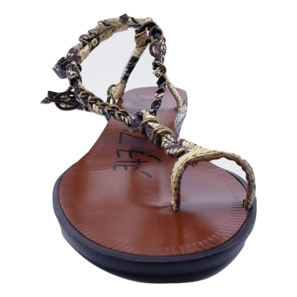 Lanvin Spring 2012 Flat Black and White Snake Leather Chain Strap Sandals
