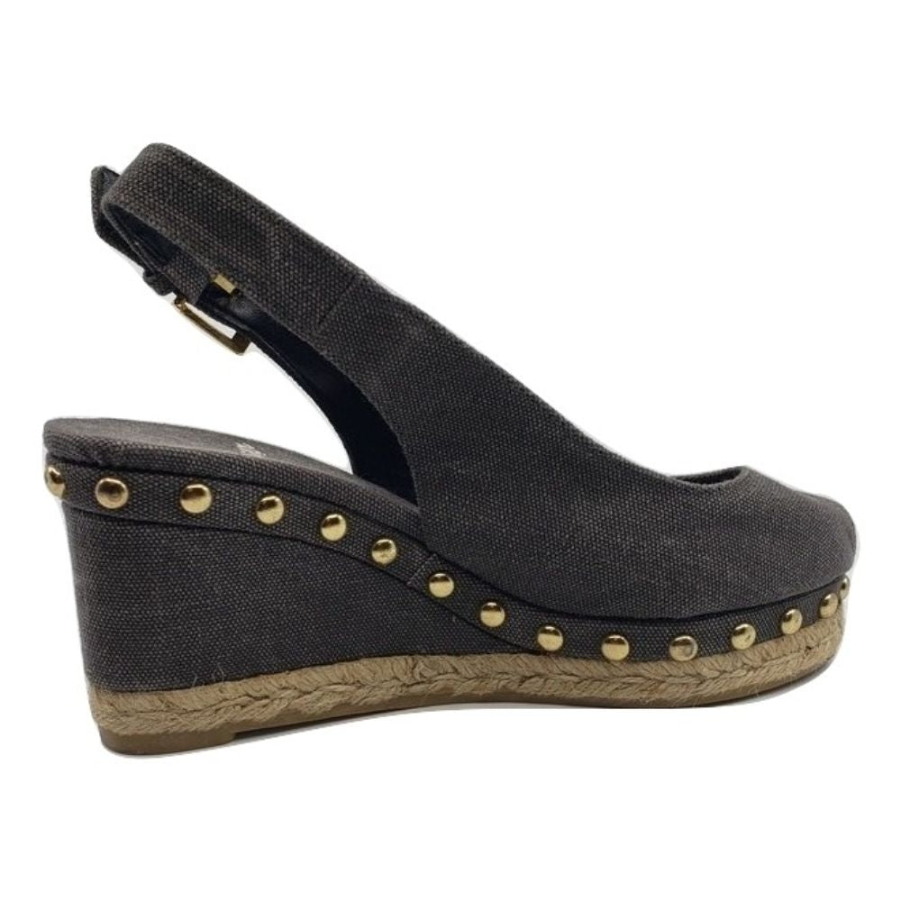 Gray Fabric Castañer Raffia Wedge Sandals
