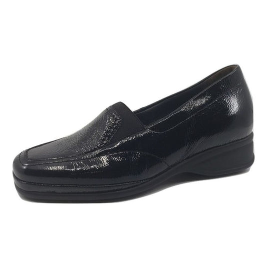 Ria Black Patent Leather Semler Loafer Flats