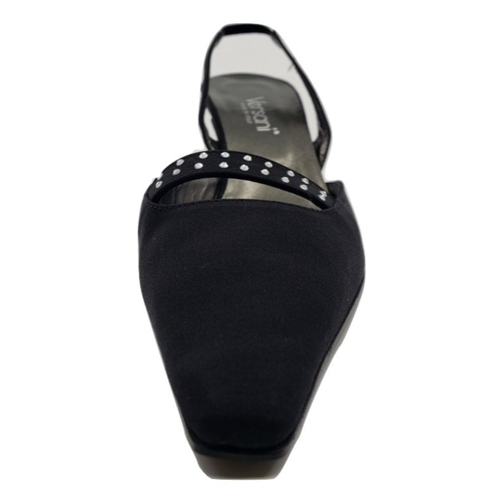 11440 Black Crepe Fabric Versani Slingback Pumps