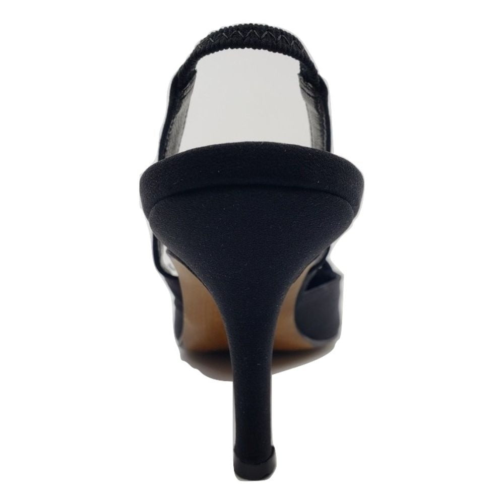 11440 Black Crepe Fabric Versani Slingback Pumps