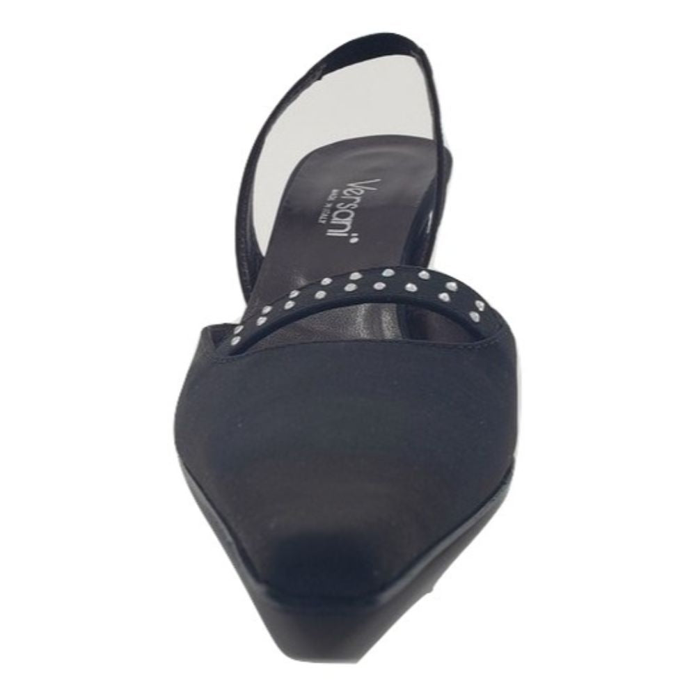 11440 Marrone Brown Crepe Fabric Versani Slingback Pumps