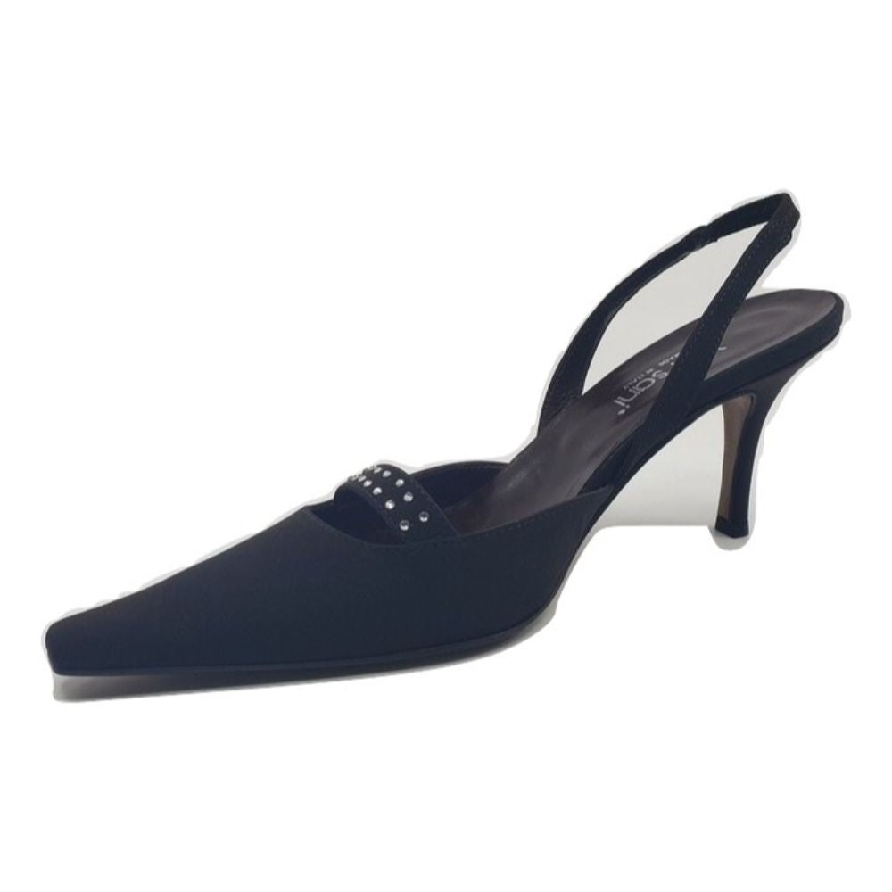 11440 Marrone Brown Crepe Fabric Versani Slingback Pumps