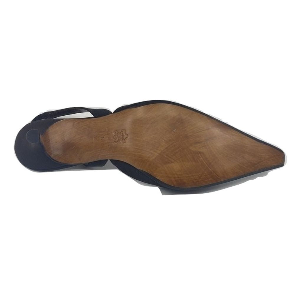 11440 Marrone Brown Crepe Fabric Versani Slingback Pumps