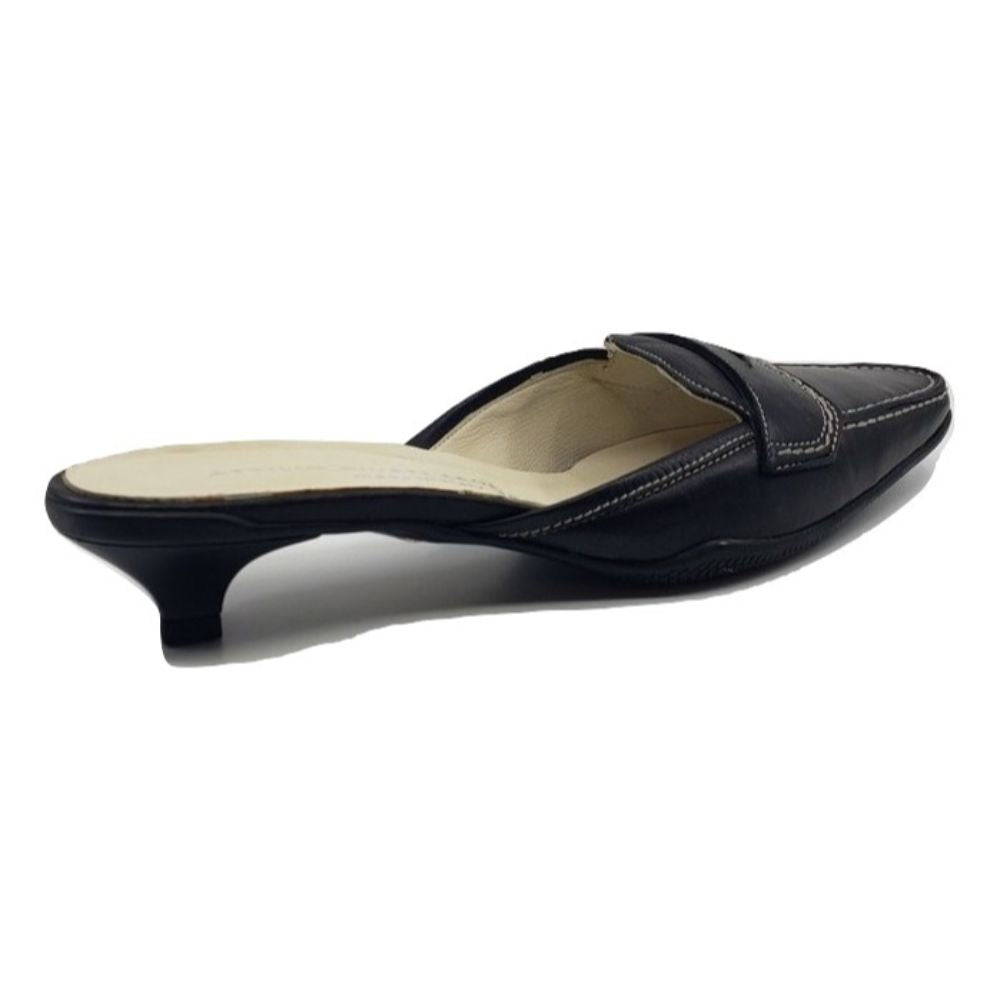 221432 Softy Black Leather AGL Slingback Mules