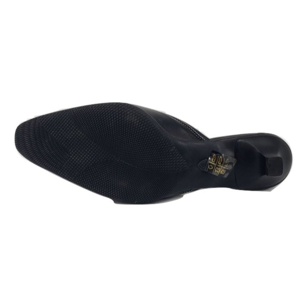 221432 Softy Black Leather AGL Slingback Mules