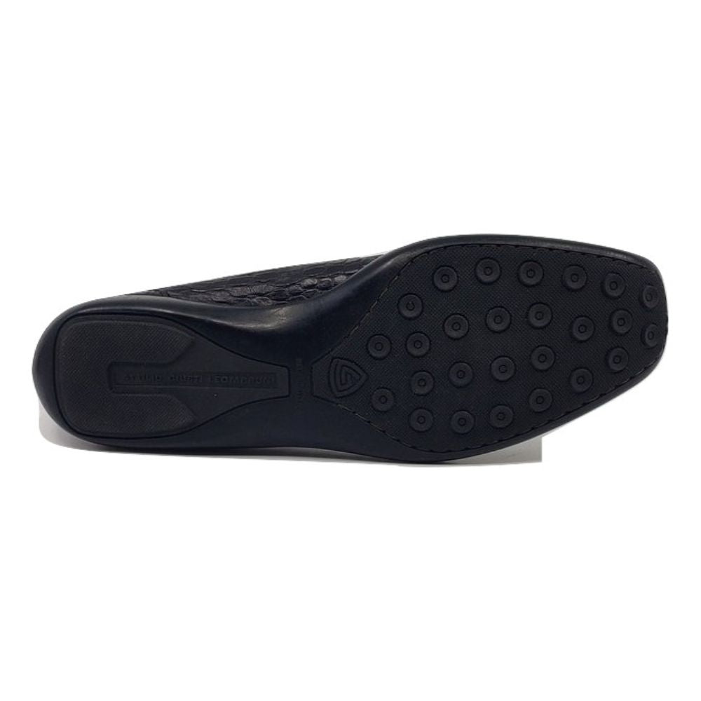 1139002 Vogue Black Crocodile Leather AGL Loafer Flats
