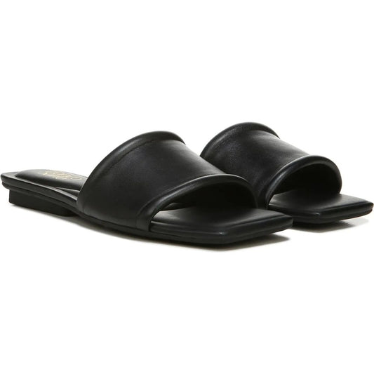 Caven Black Leather Franco Sarto Slides Sandals