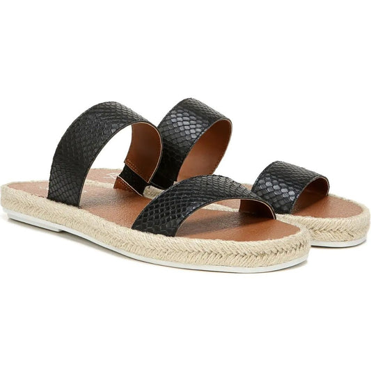 Posie 2 Black Leather Snake Franco Sarto Espadrille Flat Sandals