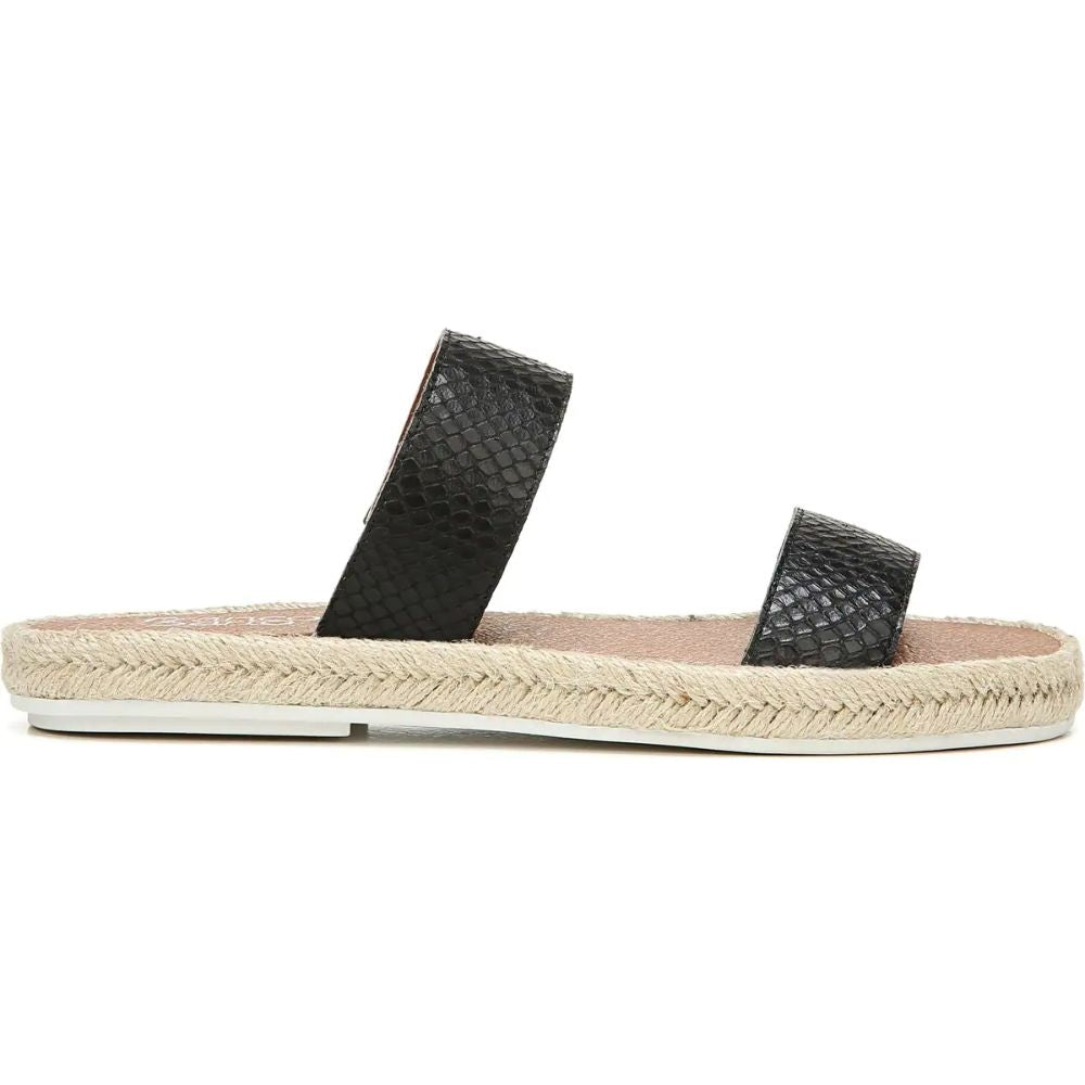 Posie 2 Black Leather Snake Franco Sarto Espadrille Flat Sandals