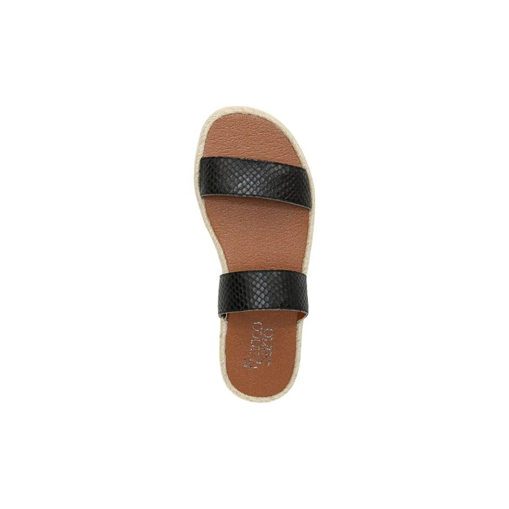 Posie 2 Black Leather Snake Franco Sarto Espadrille Flat Sandals