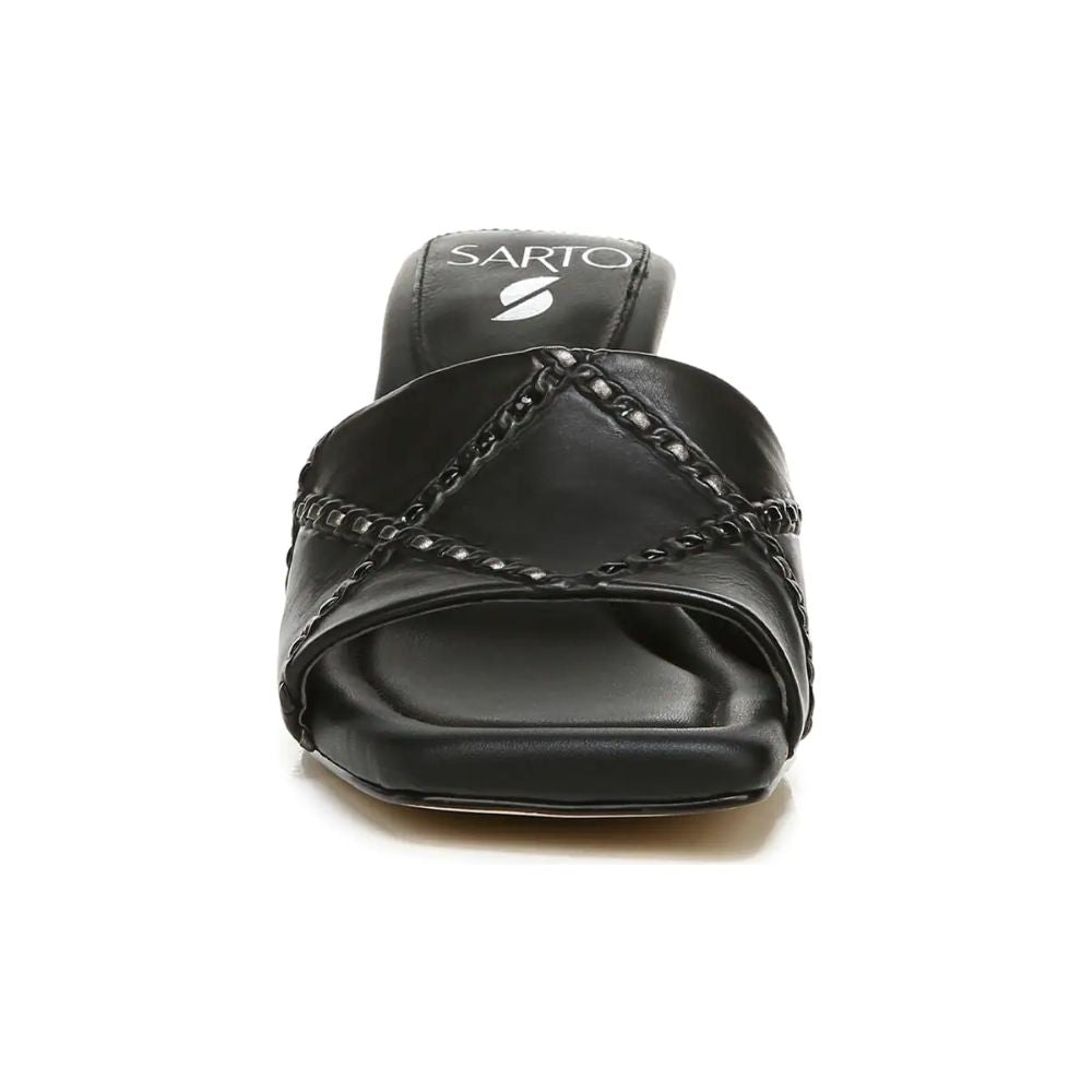 Betty Black Leather Franco Sarto Slide Sandals