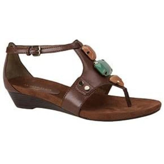 Leticia Dark Brown Jewelled Anne Klein Sandals