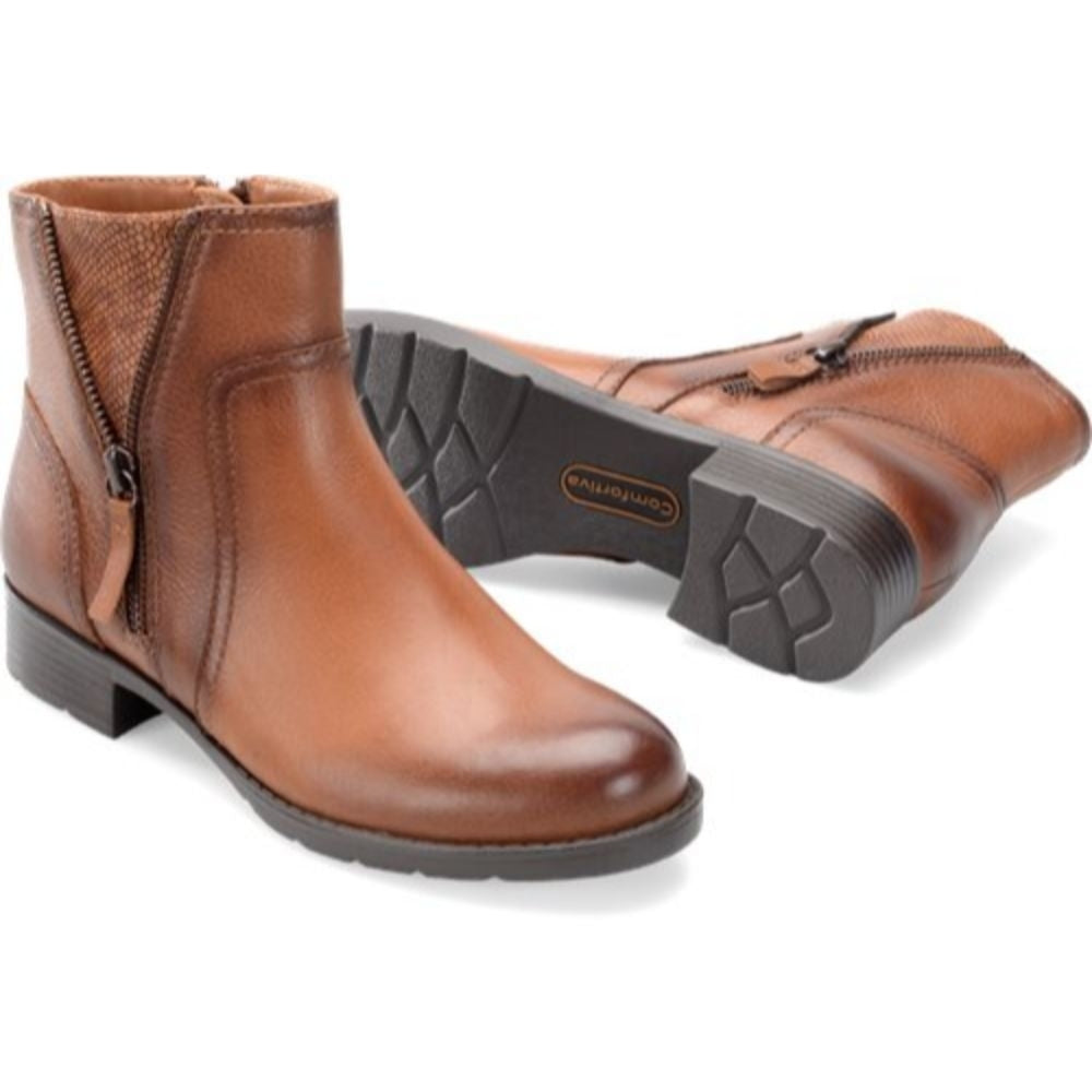Val Tan Comfortiva Ankle Boots