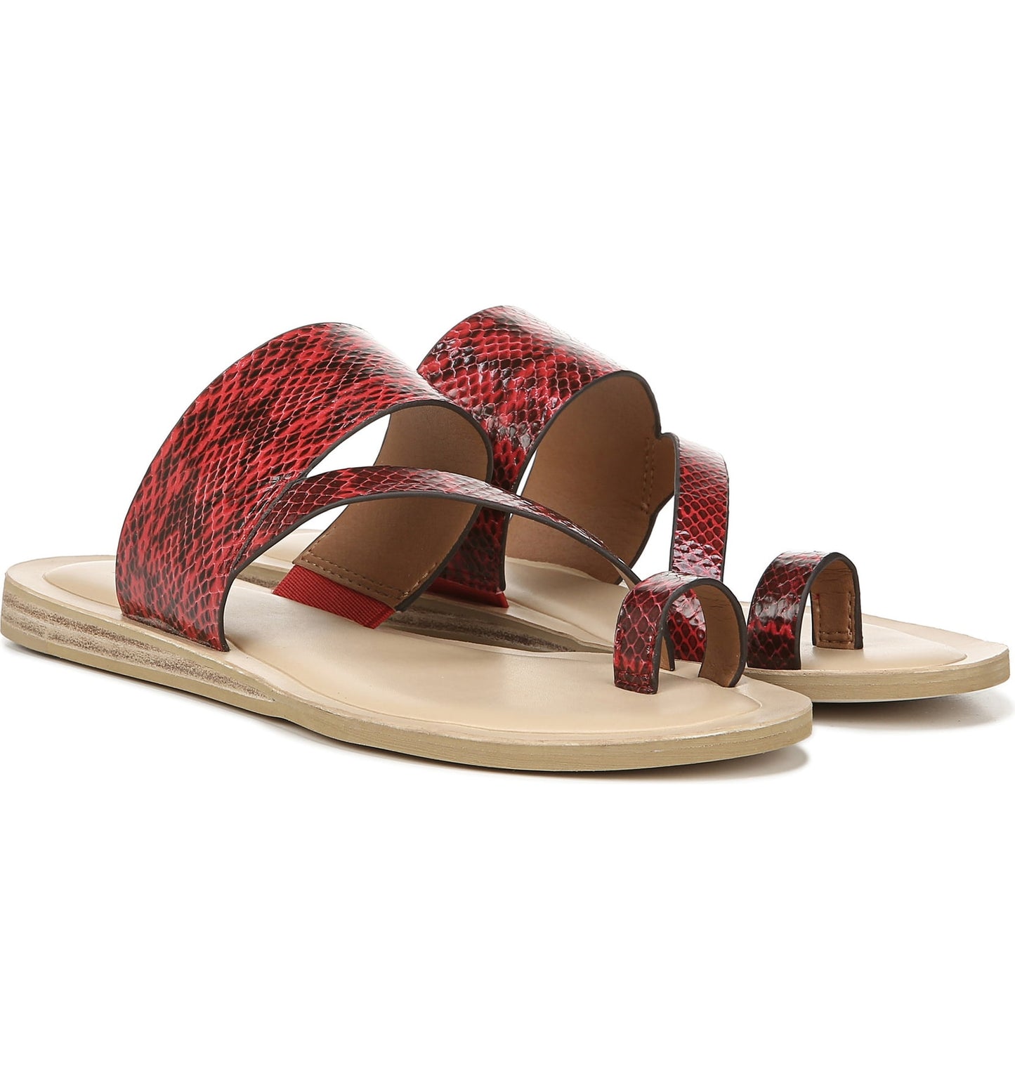 Leila Red Snake Franco Sarto Flat Sandal