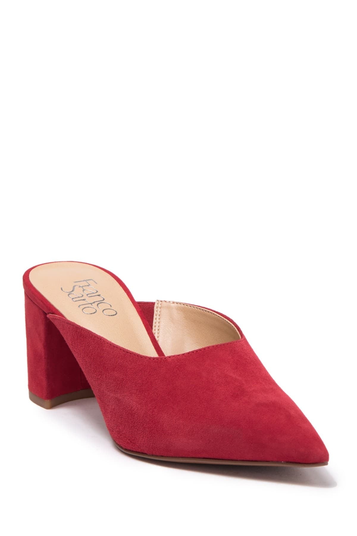 Tamera Crimson Red Suede Franco Sarto Mule