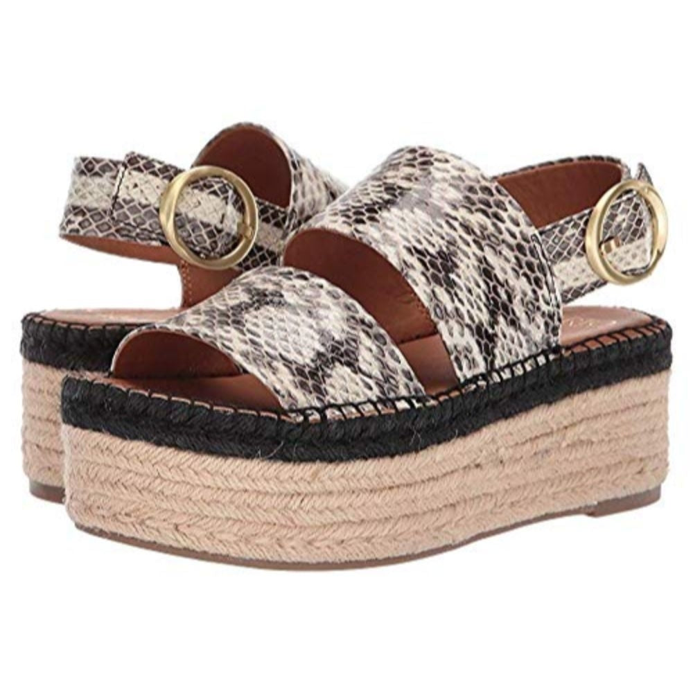 Mariana Black White Snake Franco Sarto Espadrille Platform Sandal