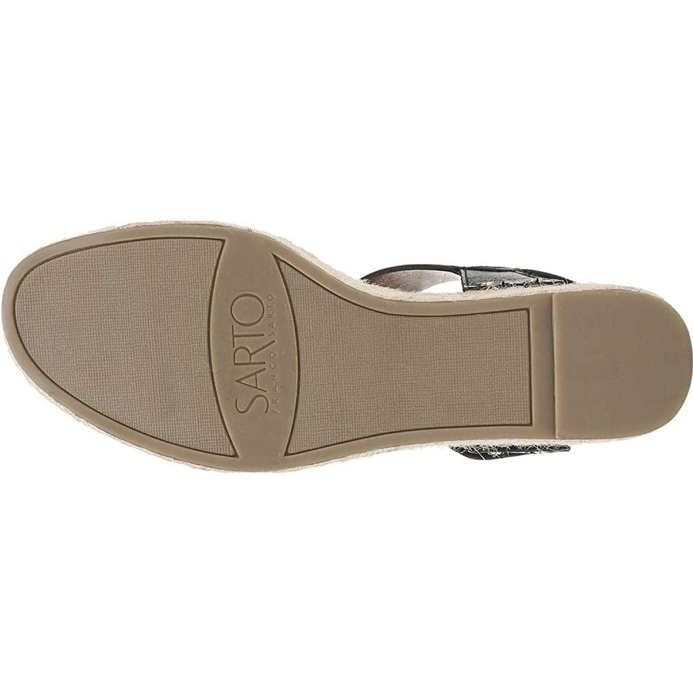 Leo Black Leather Franco Sarto Wedge Platform Sandal