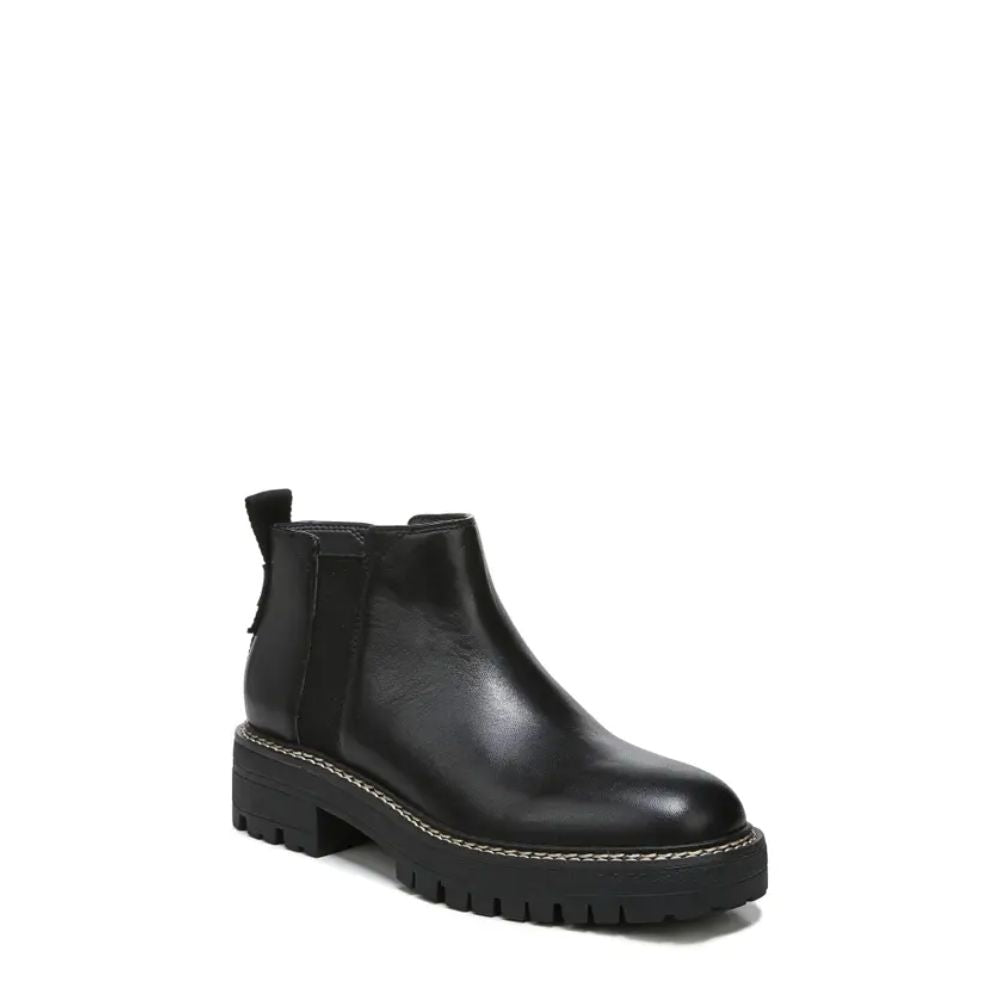 Flora Black Leather Franco Sarto Ankle Boots