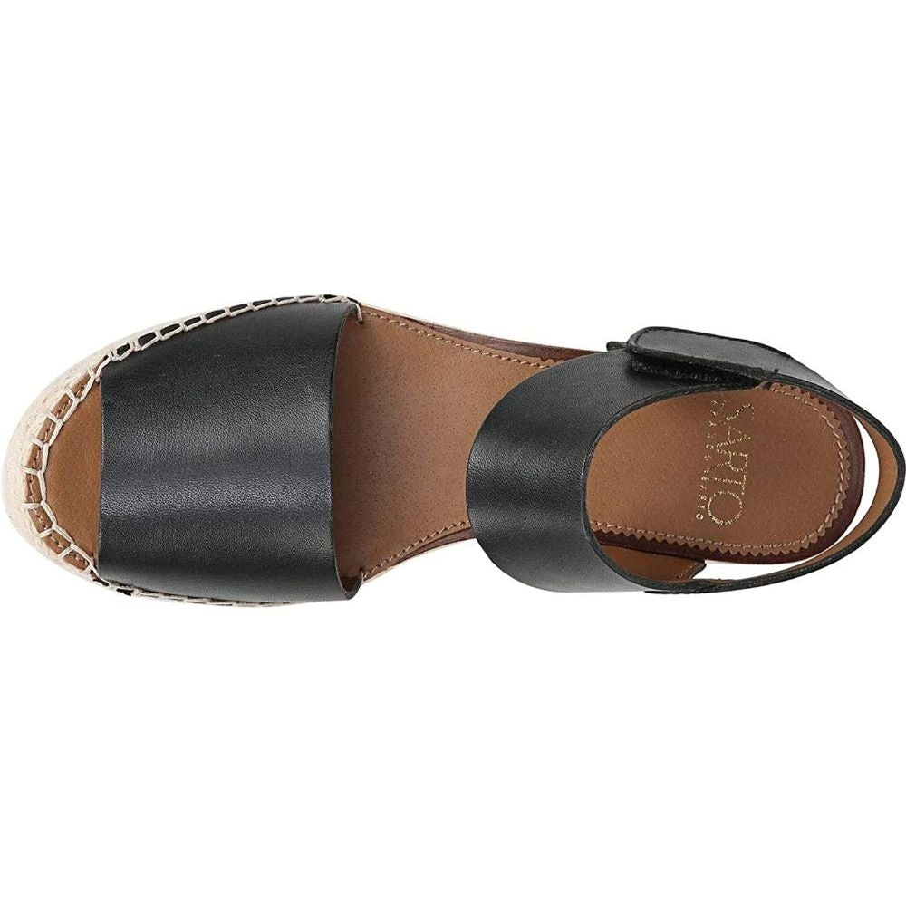 Leo Black Leather Franco Sarto Wedge Platform Sandal