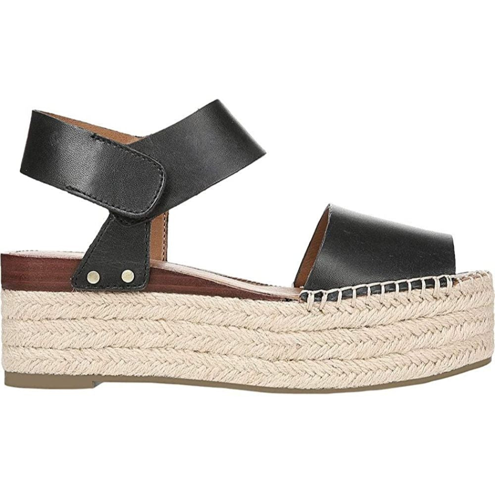 Leo Black Leather Franco Sarto Wedge Platform Sandal