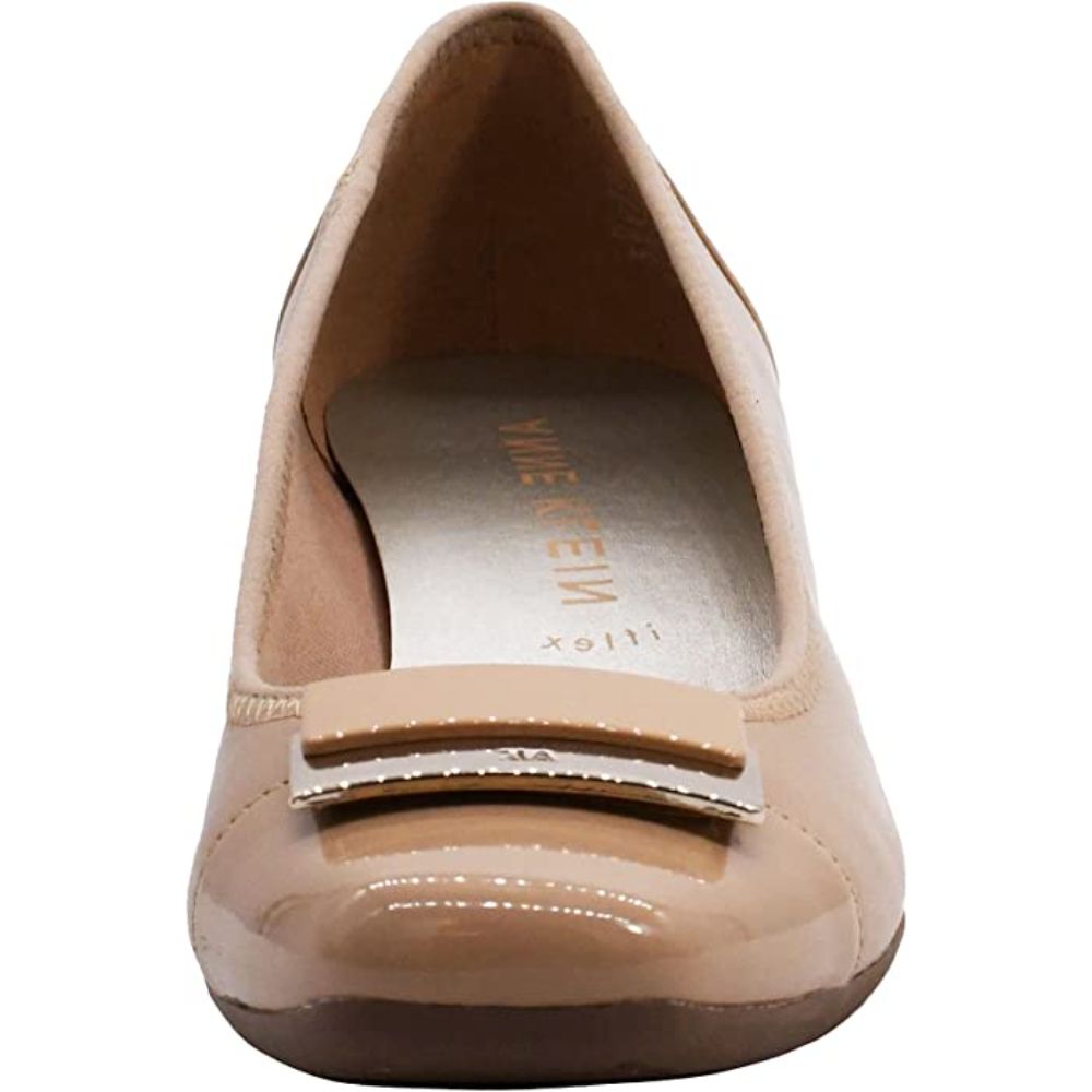 Waverly Nude Leather Anne Klein Wedge Pumps