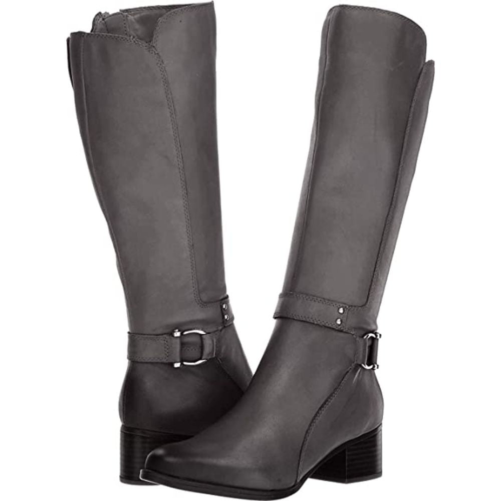 Dane Grey Leather Naturalizer Boots Wide Calf