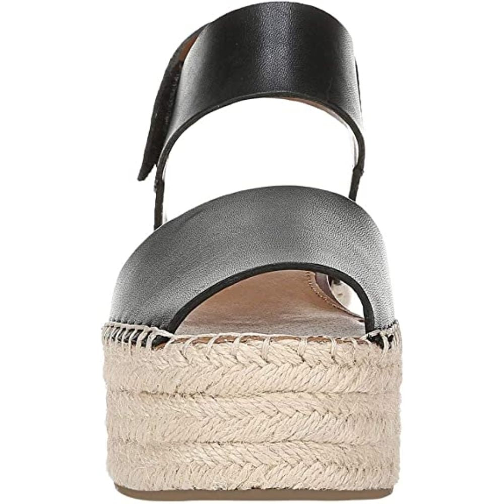 Leo Black Leather Franco Sarto Wedge Platform Sandal