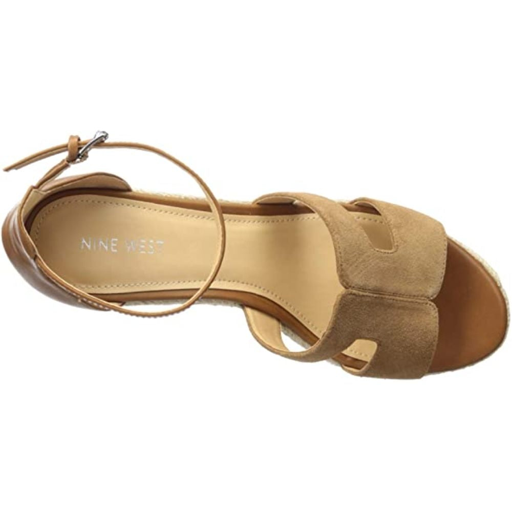 Adelyn Dark Natural Suede Nine West Wedge Espadrille Sandals