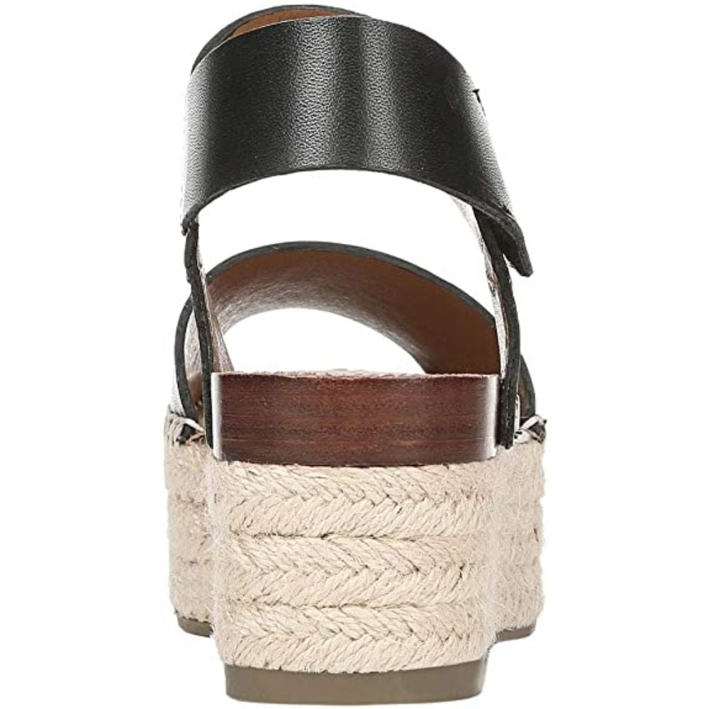 Leo Black Leather Franco Sarto Wedge Platform Sandal