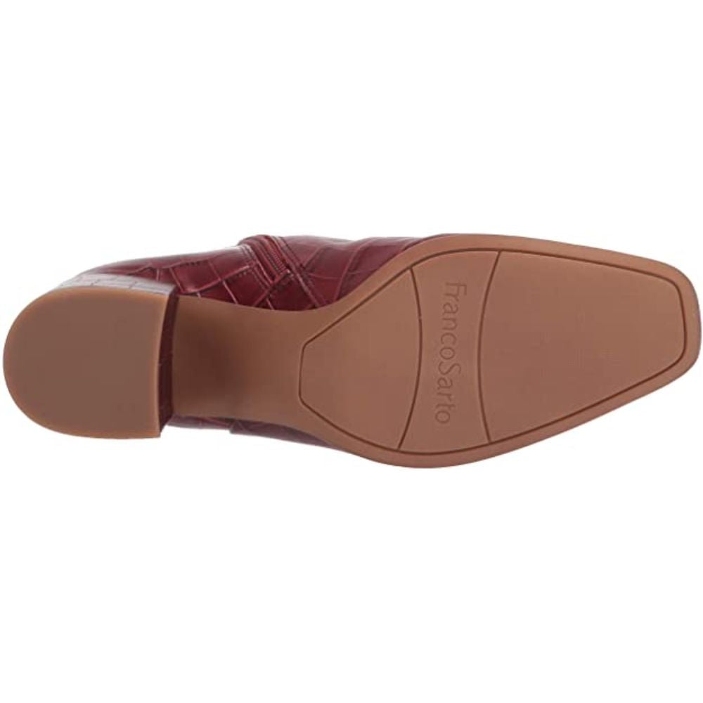 Tina2 Rust Crocodile Print Leather Franco Sarto Ankle Boots